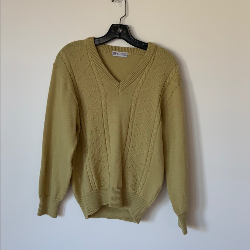 New light olive green v neck sweater